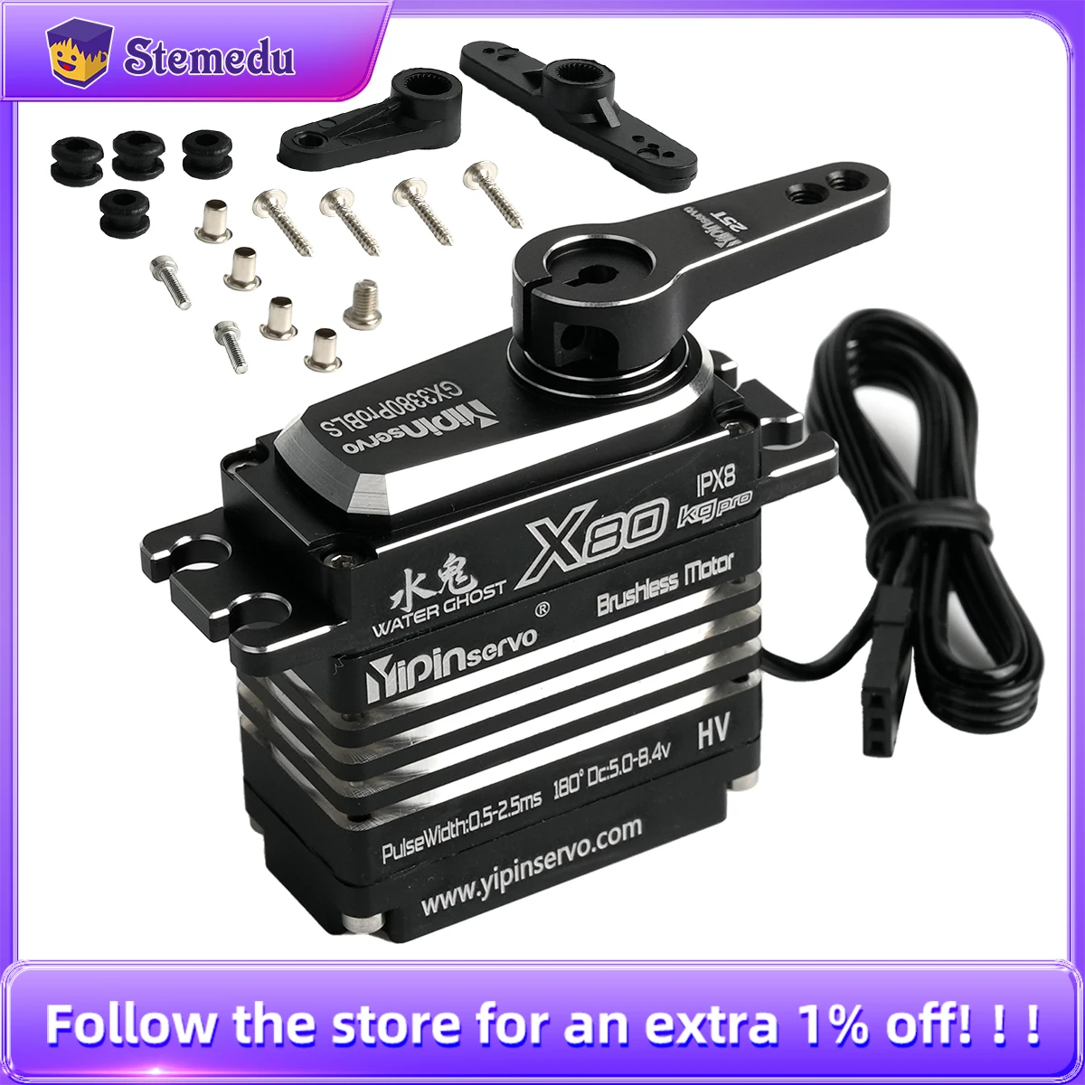Rc Car Servo - Servomotor Digital de 80KG, totalmente metálico,