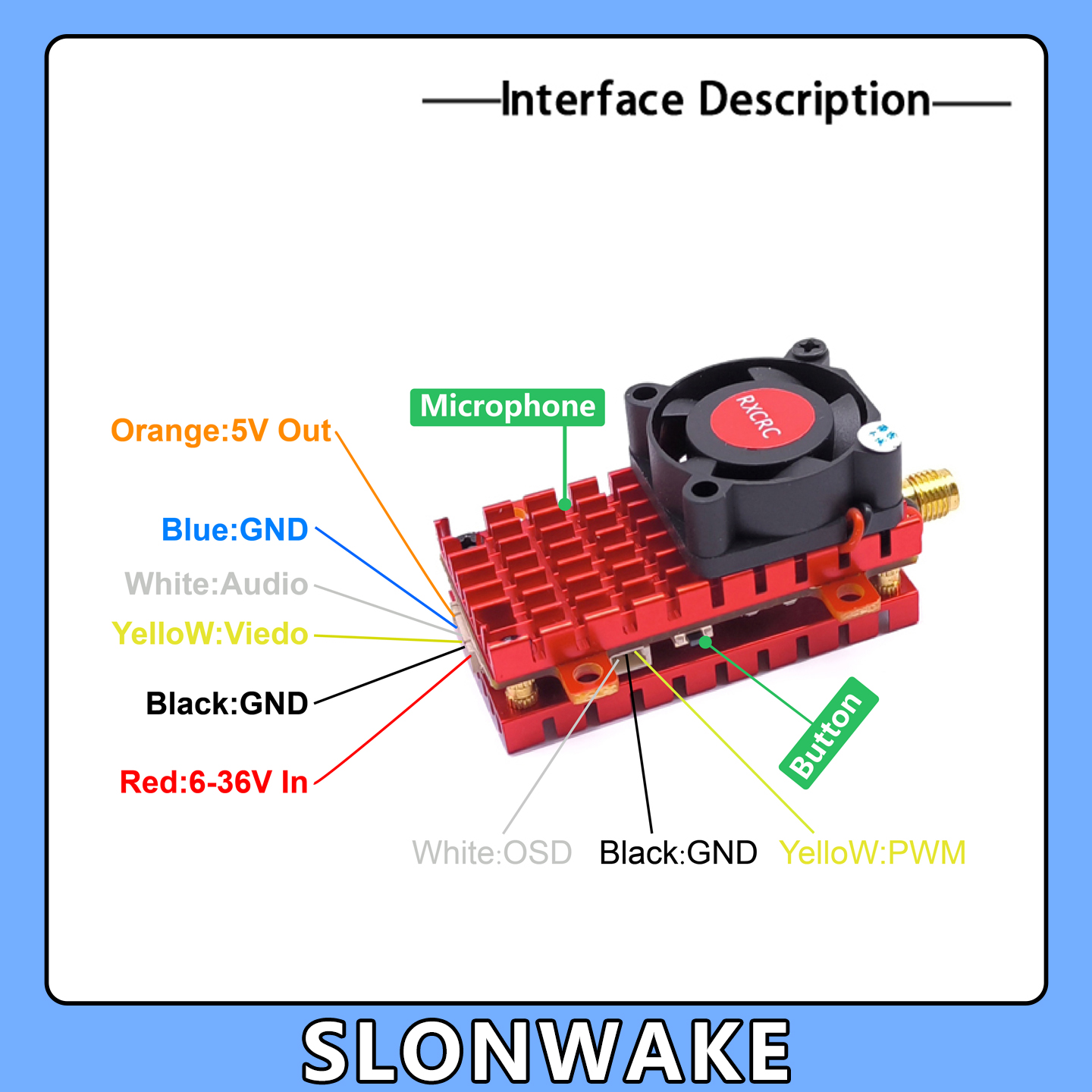 SLONWAKE 5,8G 2W VTX FPV 1800T - Joystick Rc Drone reseña y precio